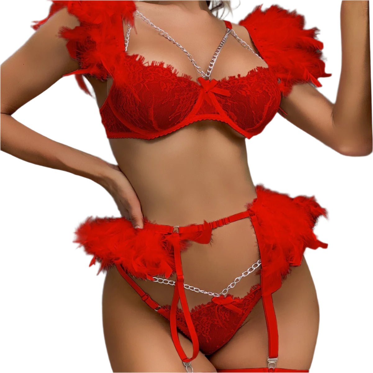 Angel Gone Wild Feather & Chain Lingerie - Sinderella