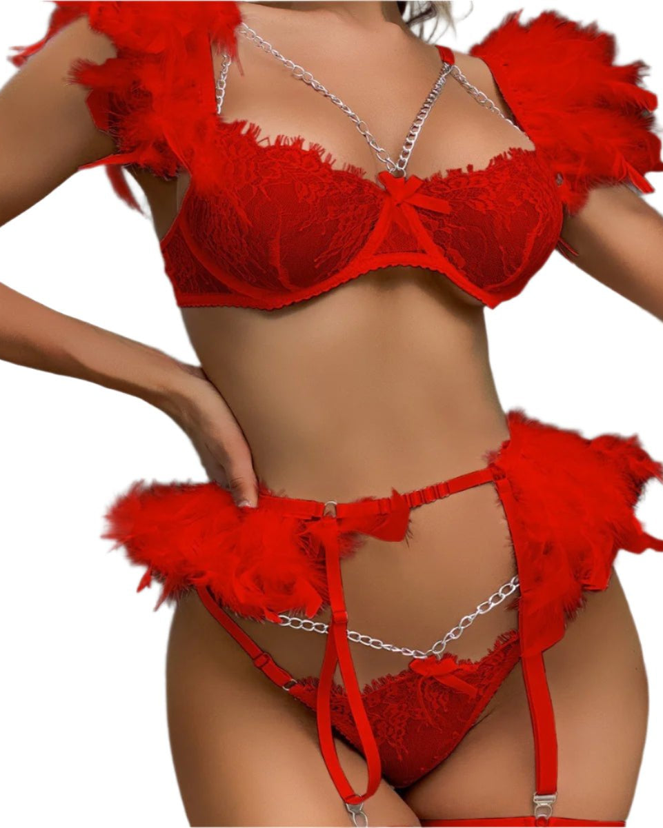 Angel Gone Wild Feather & Chain Lingerie - Sinderella