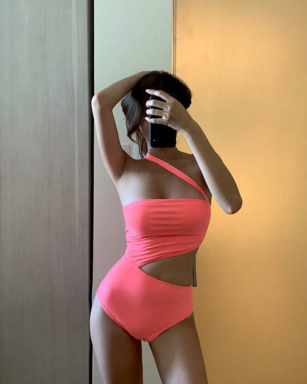 Asymmetric One - Shoulder Sculpt Swimwear with High - Rise Curve Swimwear By Sinderella - Sinderella