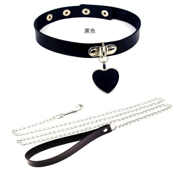 Yours Forever Choker With Leash — faux leather lingerie
