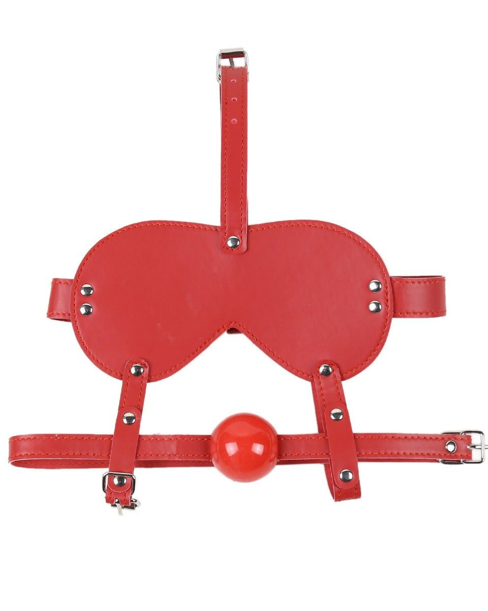 Blind Trust Gag Leather Bondage Mask with Ball Gag & Blindfold - Sinderella