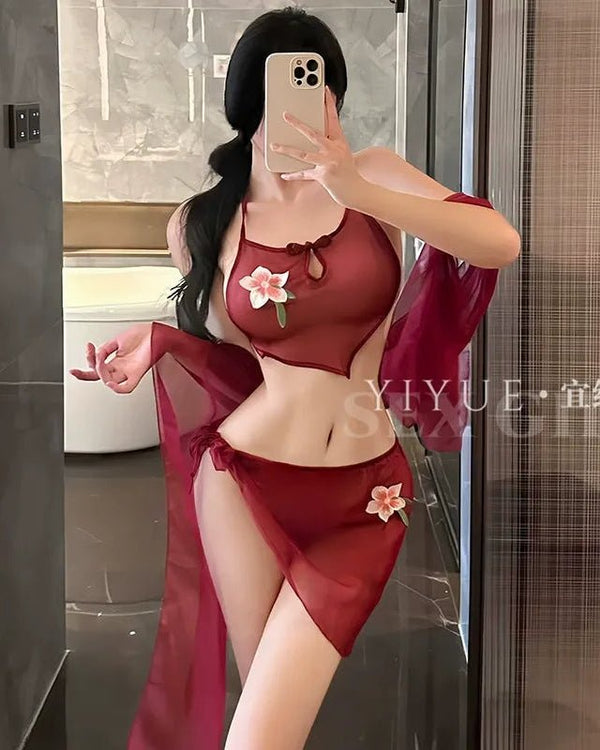 Blooming Silk Fantasy Sheer Lingerie - Sinderella