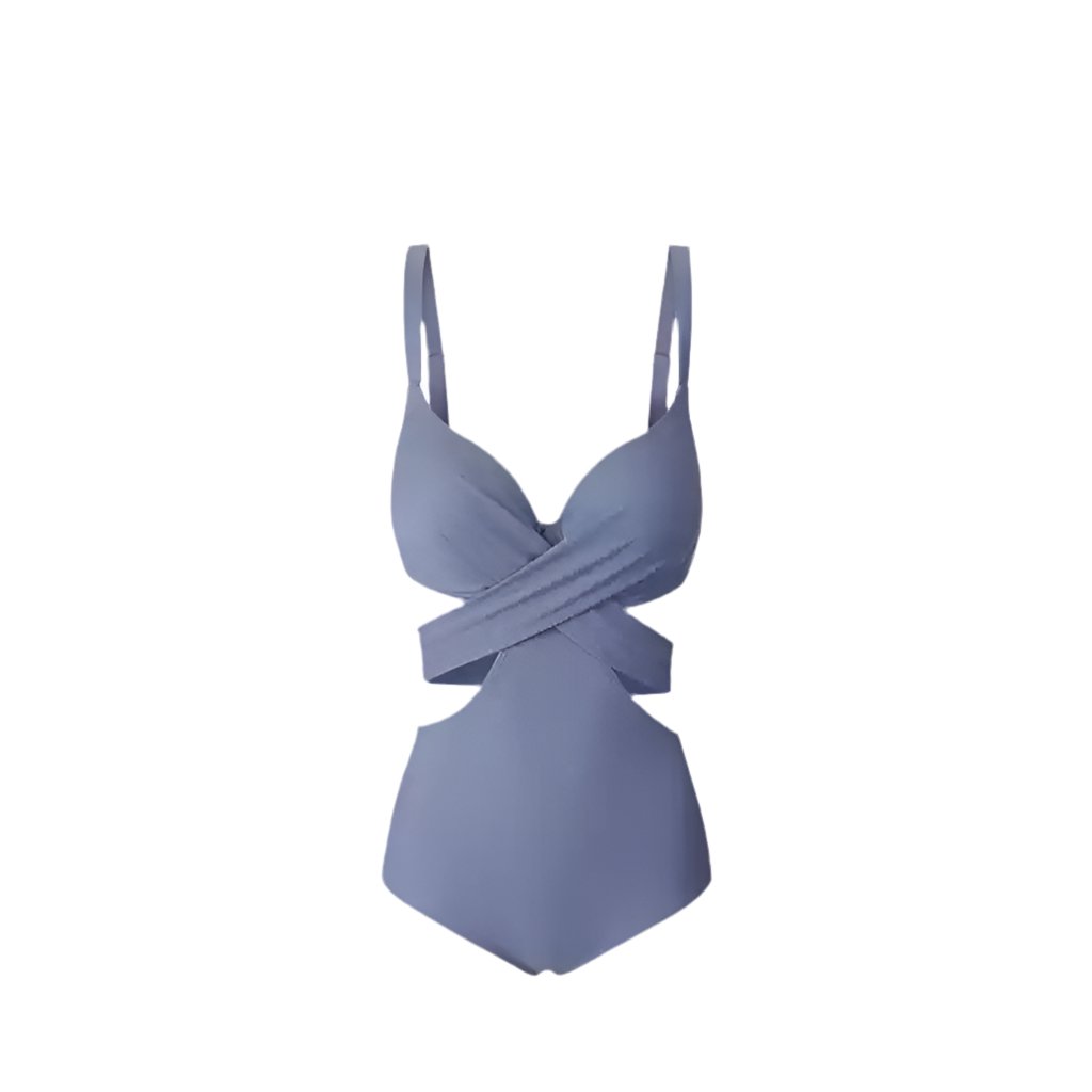 Blue Cutout Back Tie Monokini Swimwear By Sinderella - Sinderella