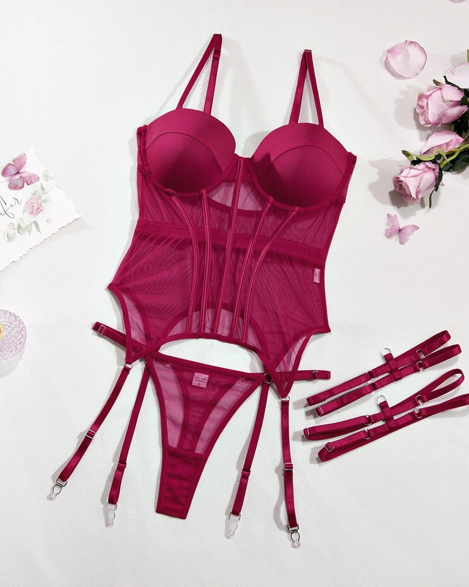 Bordeaux Bliss Two Piece Lingerie Set - Sinderella