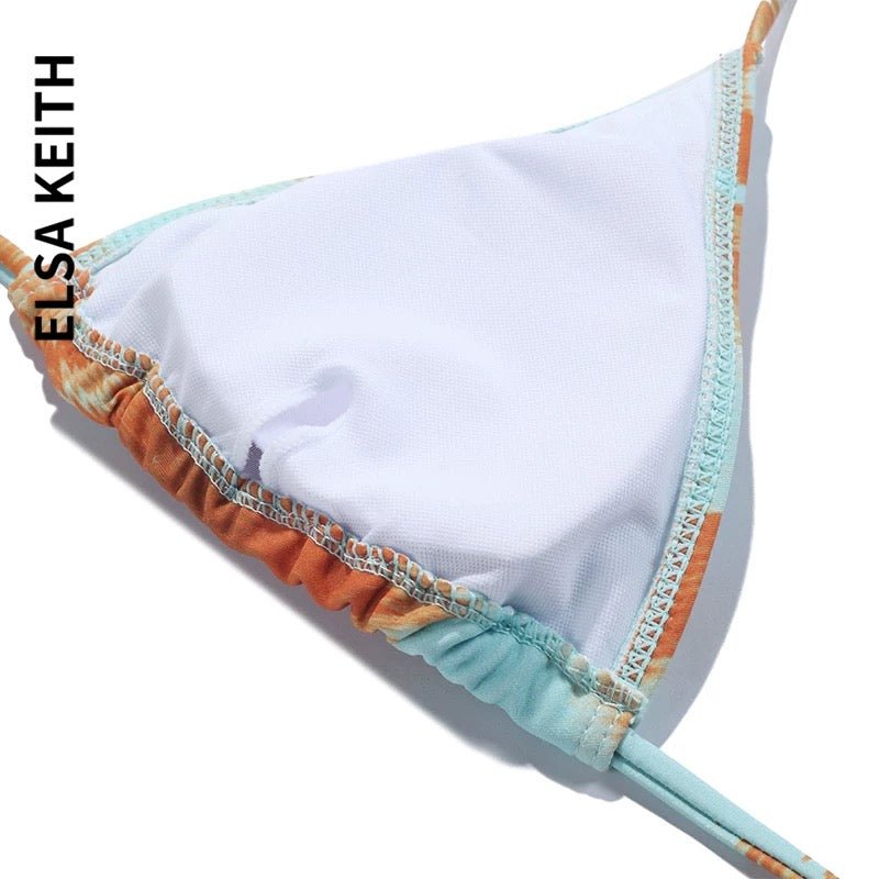 Dual Color Two Piece Tie Bikini With Shrug And Ruched Skirt Coverup By Sinderella - Sinderella