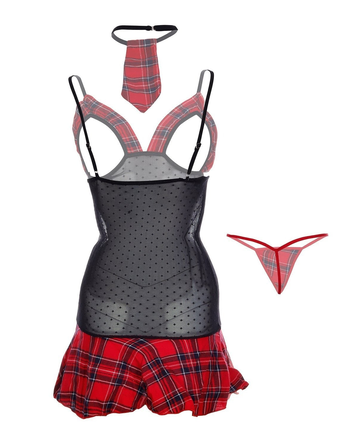 Exposed in Plaid Cut - Out Schoolgirl Lingerie - Sinderella