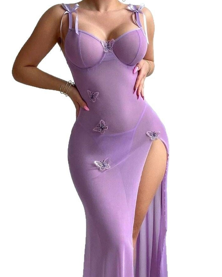 FairyTale Mesh Moment Sheer Slit Gown Lingerie - Sinderella