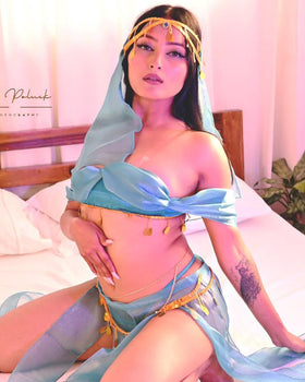 Genie's Embrace arabian princess roleplay costume in satin and sheer lace — Sinderella