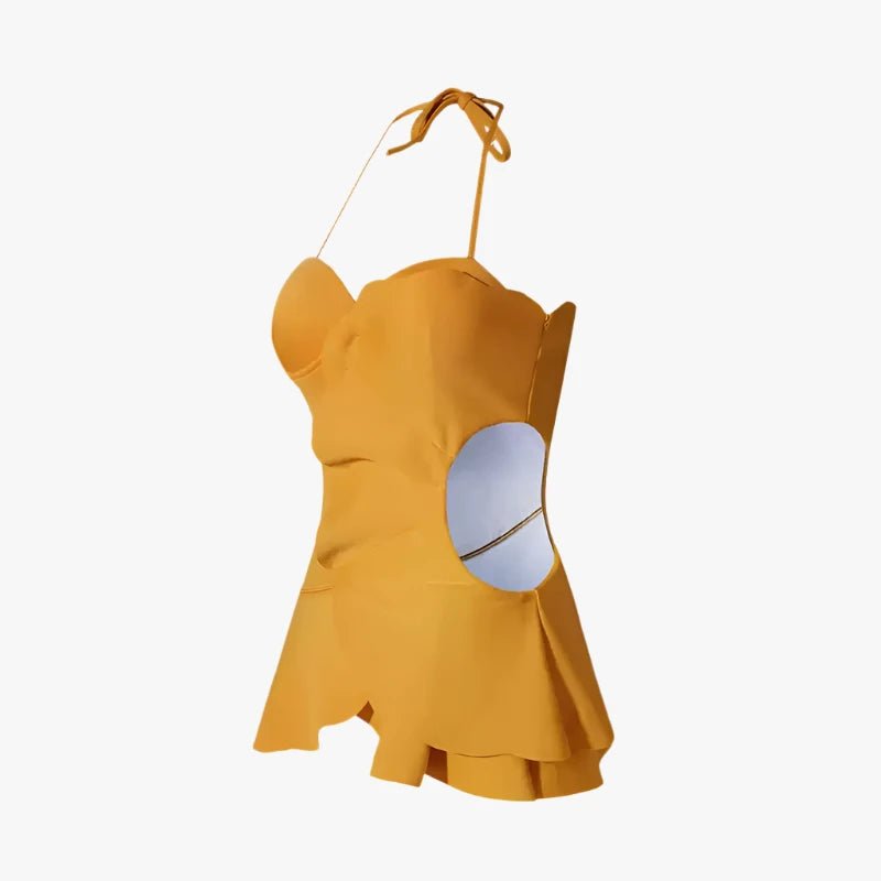 Halter Neck Flower Shape Cutout Swimwear By Sinderella - Sinderella