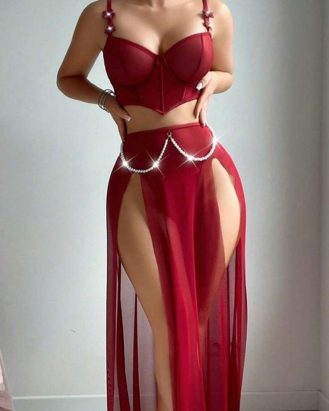 High Slits & Higher Standards Sheer Lingerie Set - Sinderella