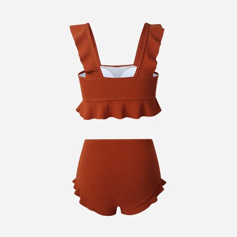 Korean Style Ruffled High Waist Swimwear By Sinderella - Sinderella