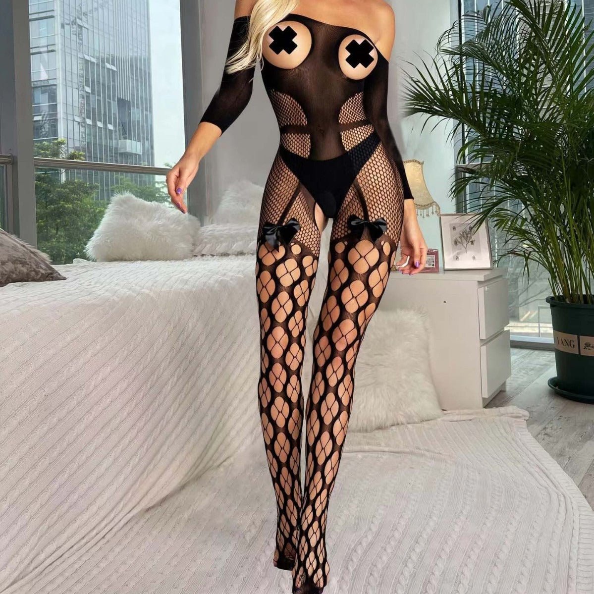 Love Unfiltered Off - Shoulder Bodystocking - Sinderella