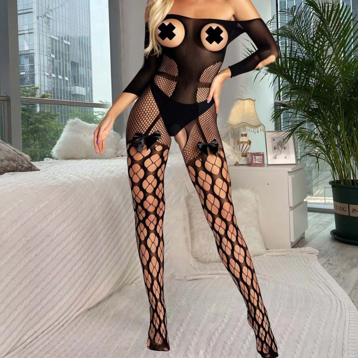 Love Unfiltered Off - Shoulder Bodystocking - Sinderella