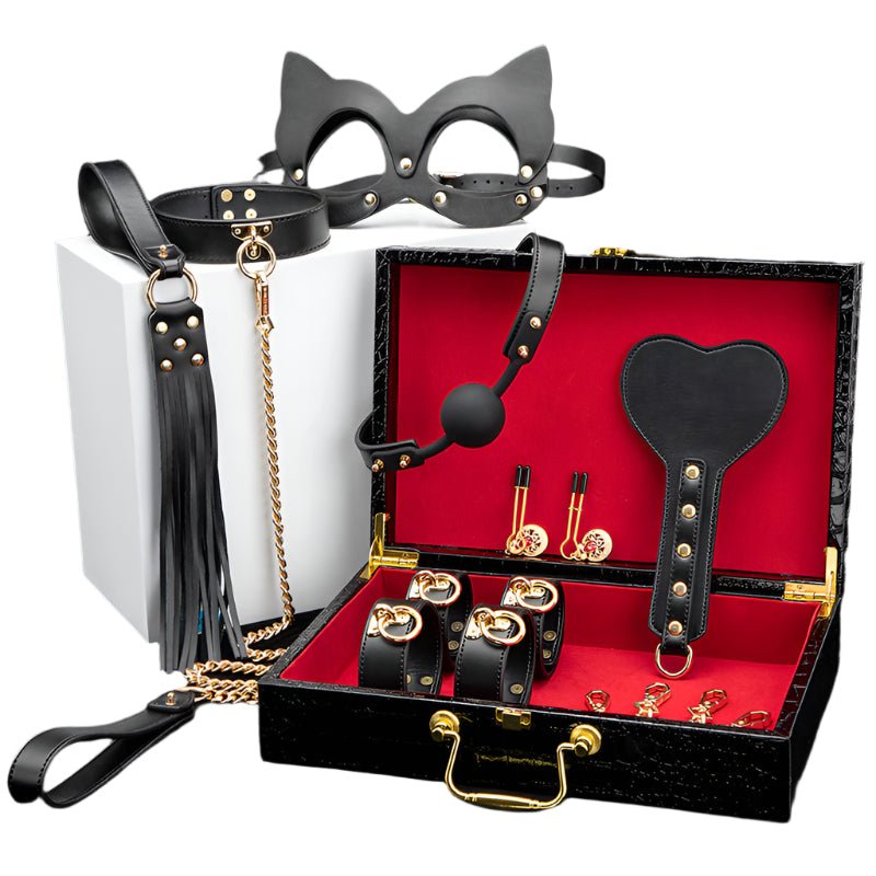 Luxury Black & Gold BDSM Fantasy Kit – 9 - Piece Set - Sinderella