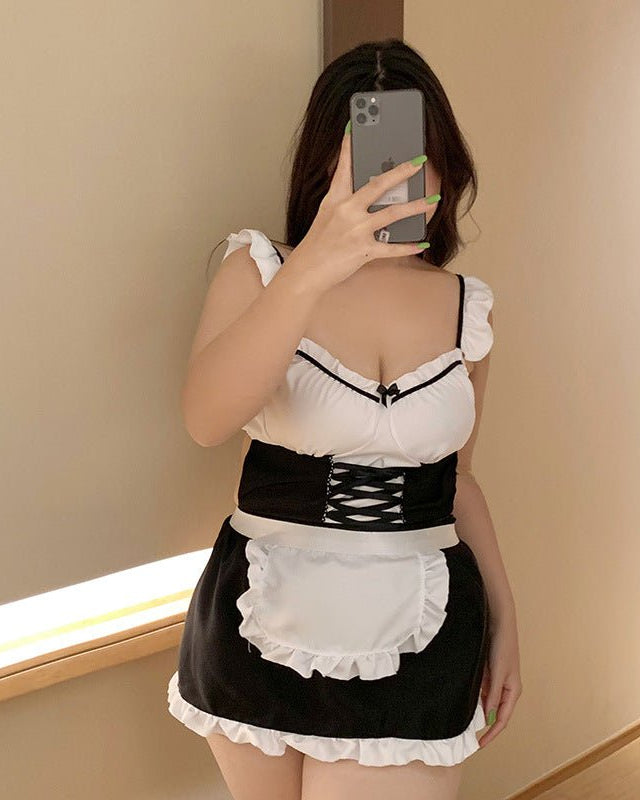 Malaya Maid Two Piece Plus Size Lingerie Set - Sinderella