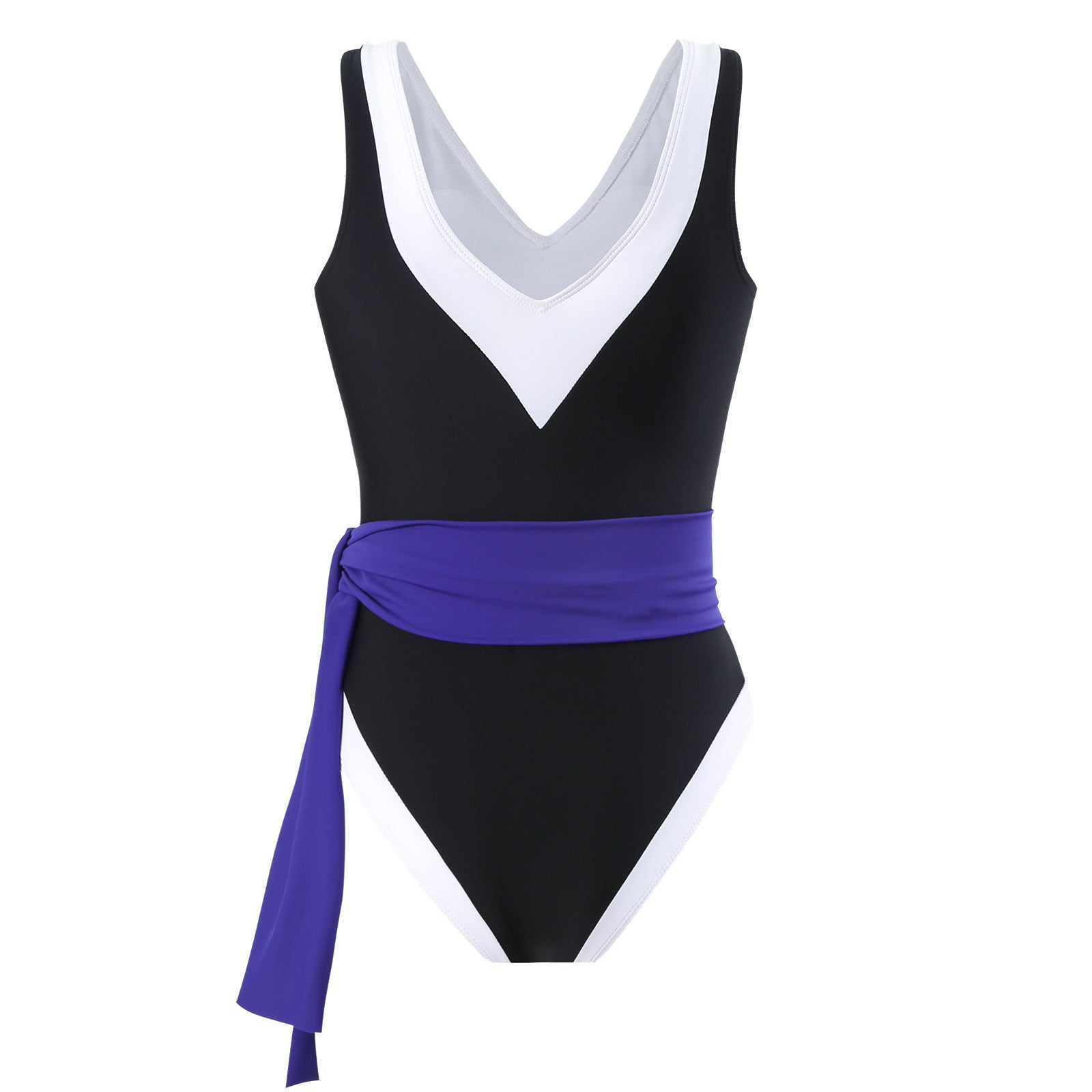 Monokini Color Block Swimsuit With Slimming Skirt By Sinderella - Sinderella