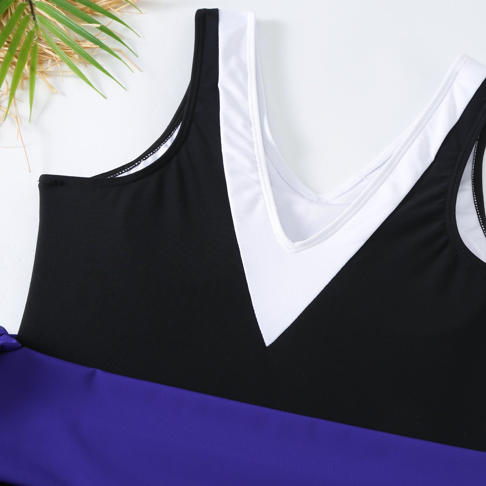 Monokini Color Block Swimsuit With Slimming Skirt By Sinderella - Sinderella