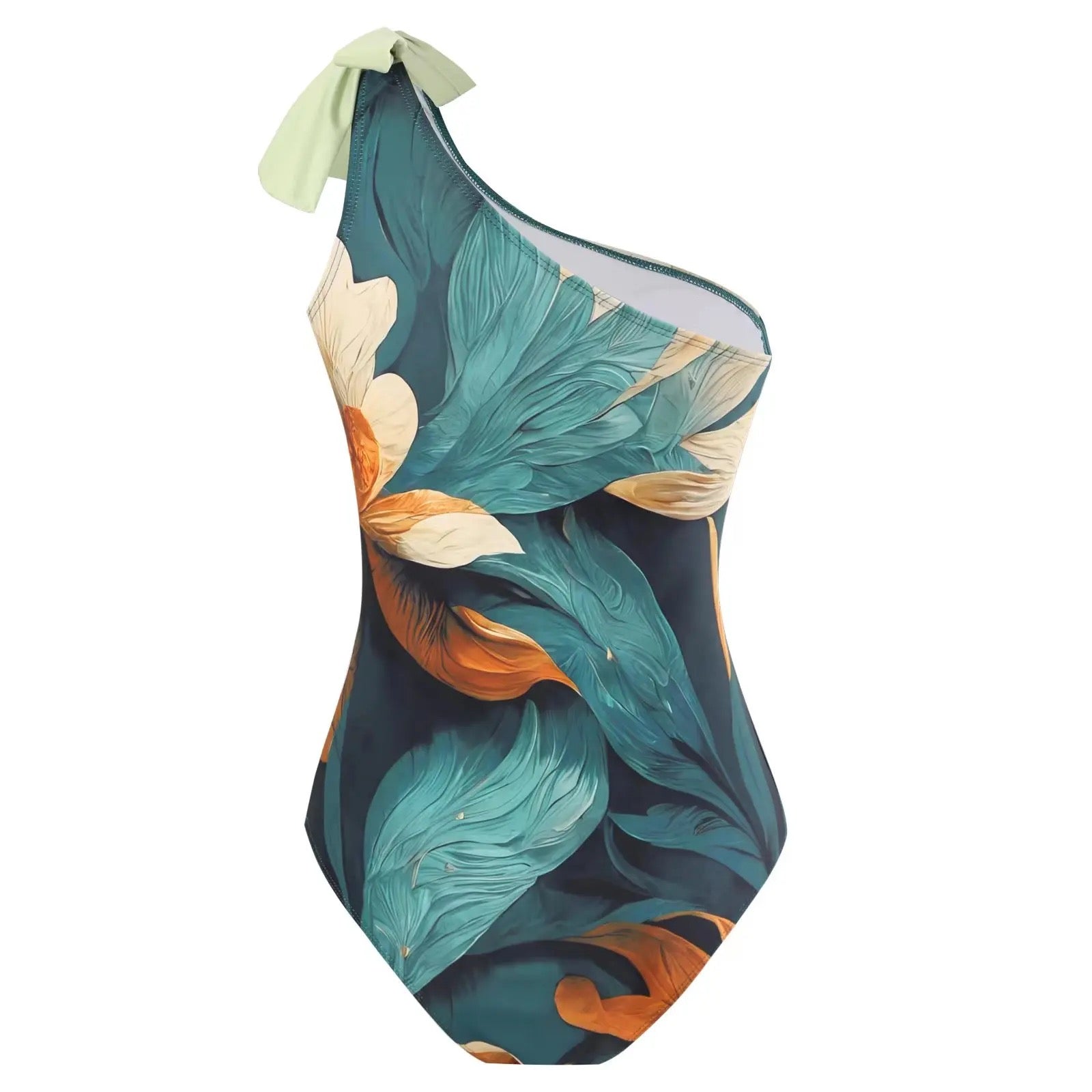 Monokini One Shoulder Multicolor Swimsuit With Ruffle Skirt By Sinderella - Sinderella