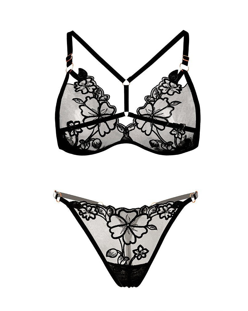 Nalani Mesh Floral Lingerie Set - Sinderella