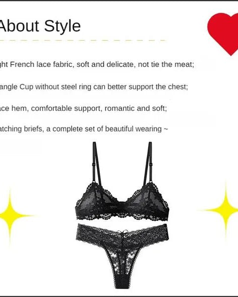 Naomi Two Piece Floral Lace Mesh Lingerie Set - Sinderella