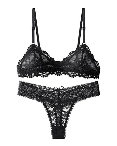 Naomi Two Piece Floral Lace Mesh Lingerie Set - Sinderella