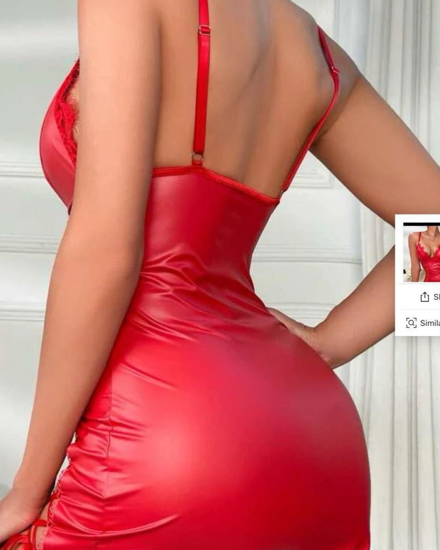 No Apologies Lace - Up Faux Leather Lingerie - Sinderella