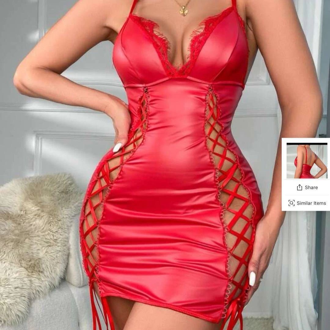 No Apologies Lace - Up Faux Leather Lingerie - Sinderella