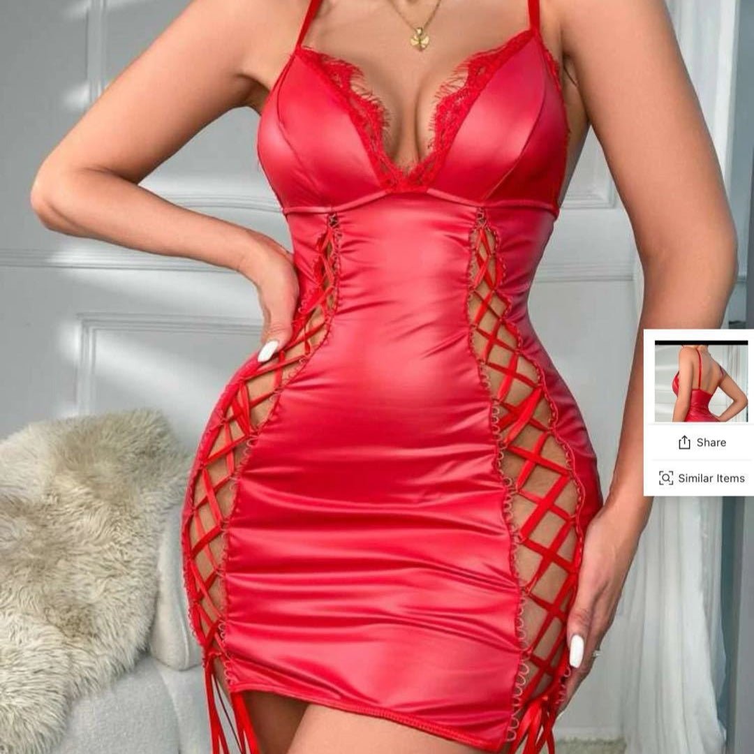 No Apologies Lace - Up Faux Leather Lingerie - Sinderella