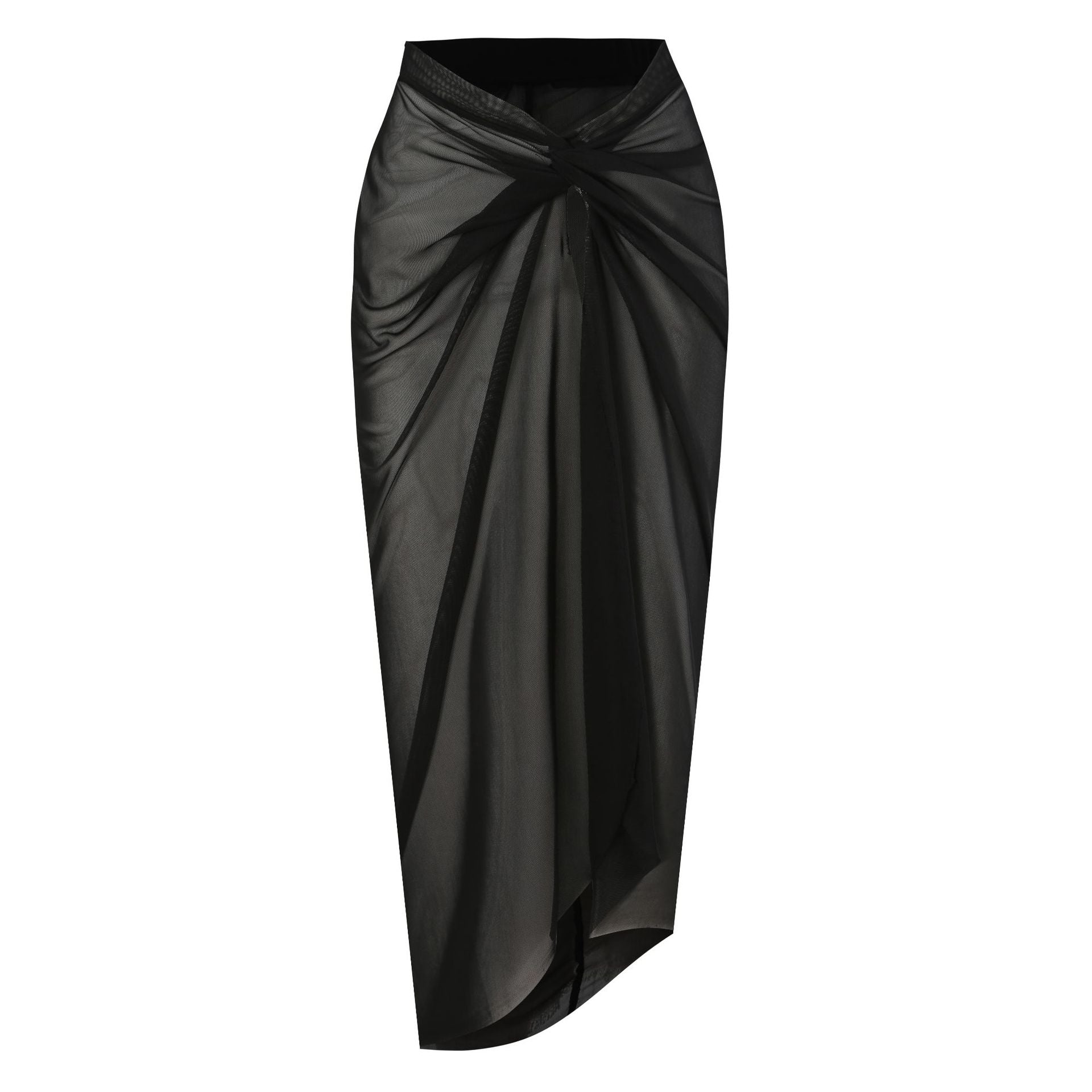 One Peice Solid Color Swimwear with Sarong By Sinderella - Sinderella