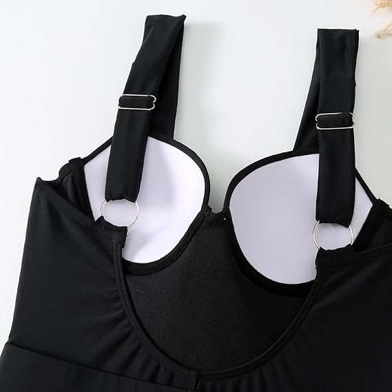 One Peice Solid Color Swimwear with Sarong By Sinderella - Sinderella