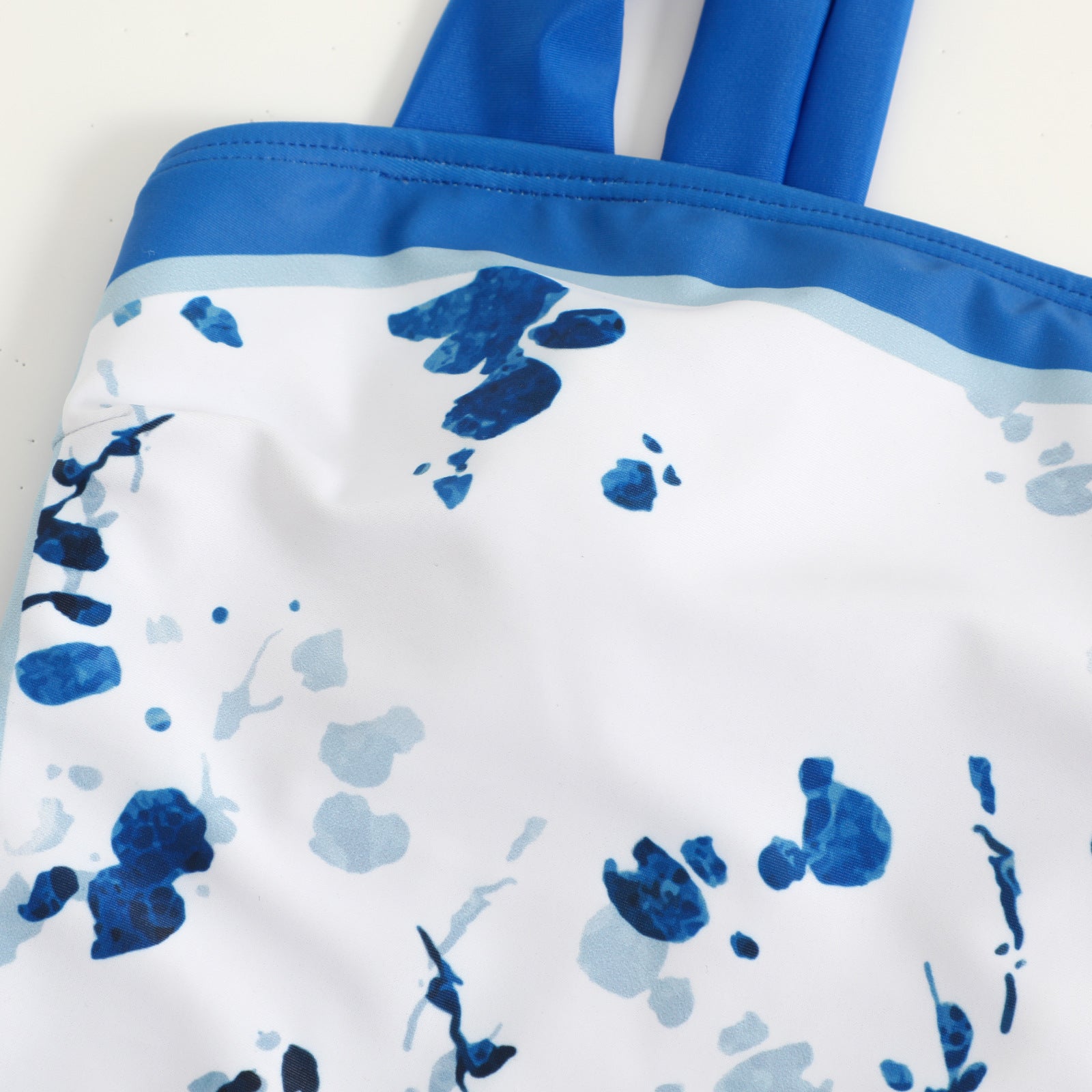 One Piece Blue Petals Tie Up Swimsuit With Wrap Around Tie Up Sarong Skirt By Sinderella - Sinderella