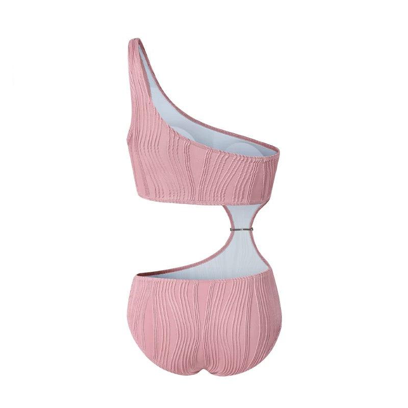 One Shoulder Side Cutout Monokini By Sinderella - Sinderella