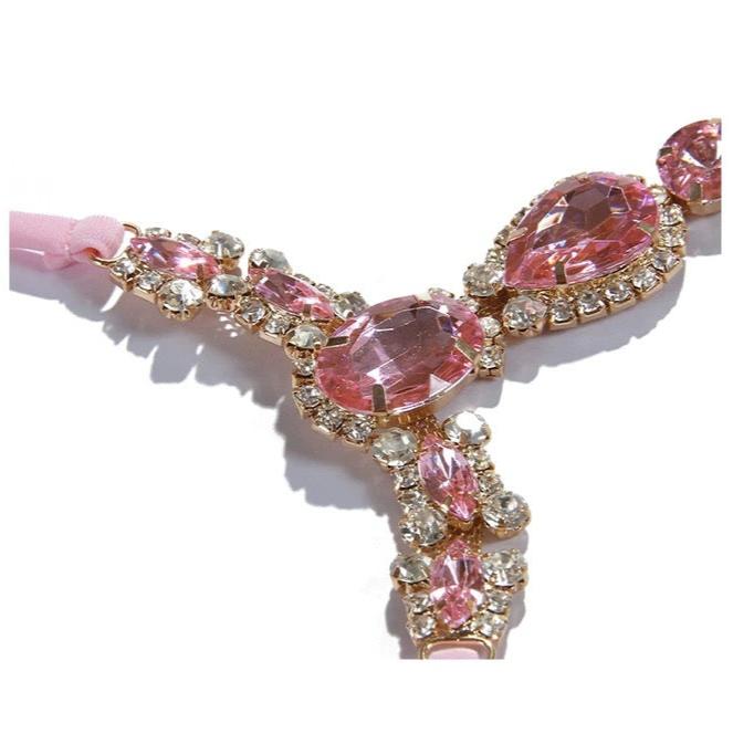 Pink Glitter Embellished Two Piece Swimwear With Coverup By Sinderella - Sinderella