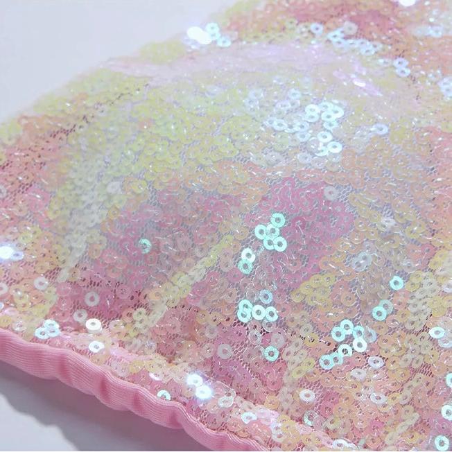 Pink Glitter Embellished Two Piece Swimwear With Coverup By Sinderella - Sinderella