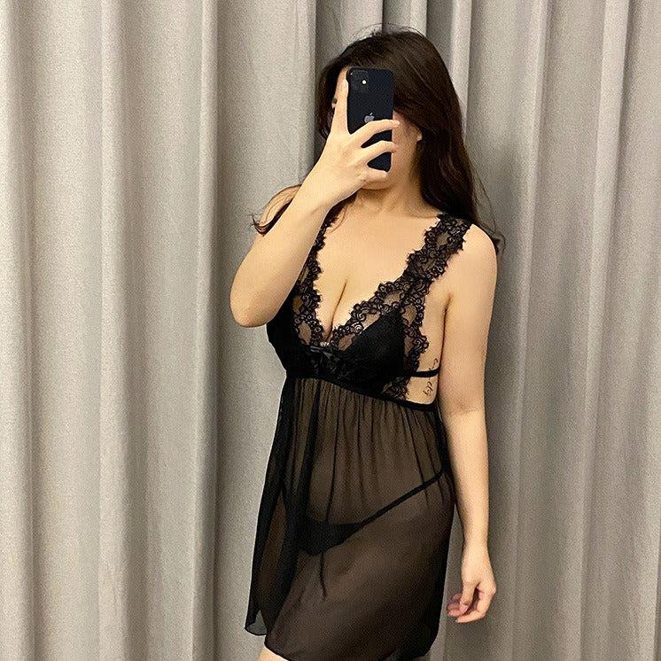 Plus Size See Through Lace Lingerie Set - Sinderella