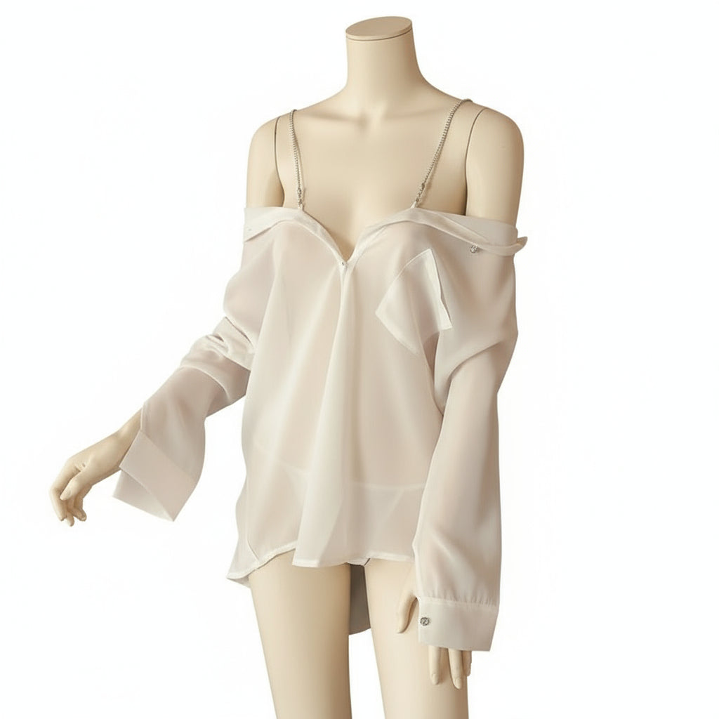 Plus Size Shirt Style Two Piece Sheer Lingerie - Sinderella