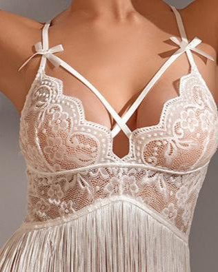 Rivka Lace Fringe Backless Lingerie - Sinderella