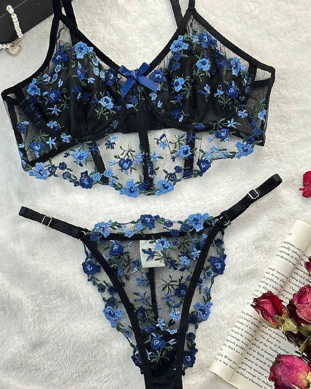 Rosé All Dazed Sheer Embroidered Lingerie - Sinderella