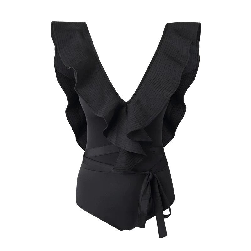 Ruffled Deep Back Flattering Monokini By Sinderella - Sinderella