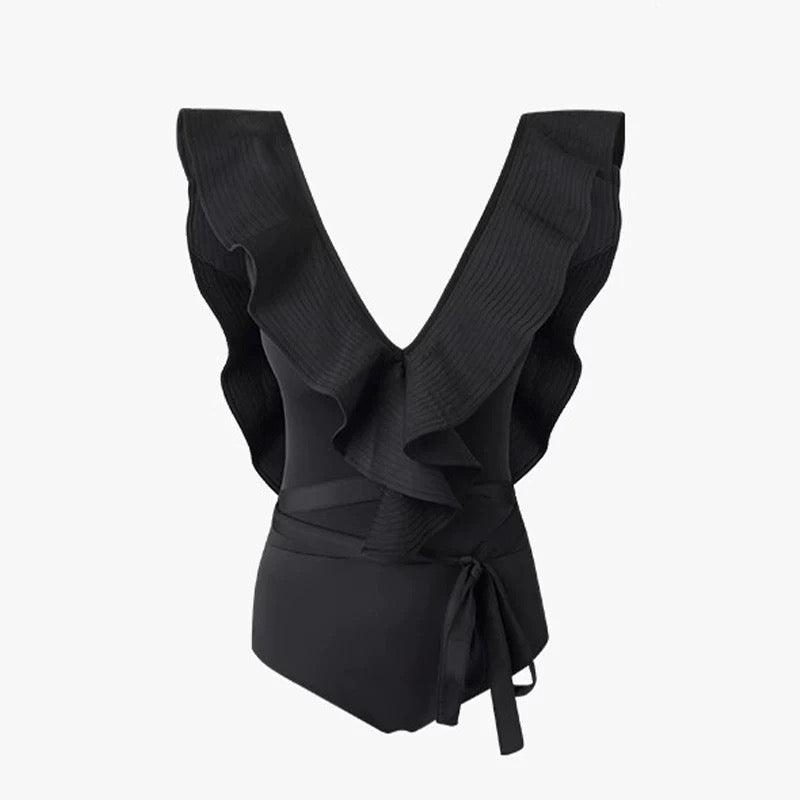 Ruffled Deep Back Flattering Monokini By Sinderella - Sinderella