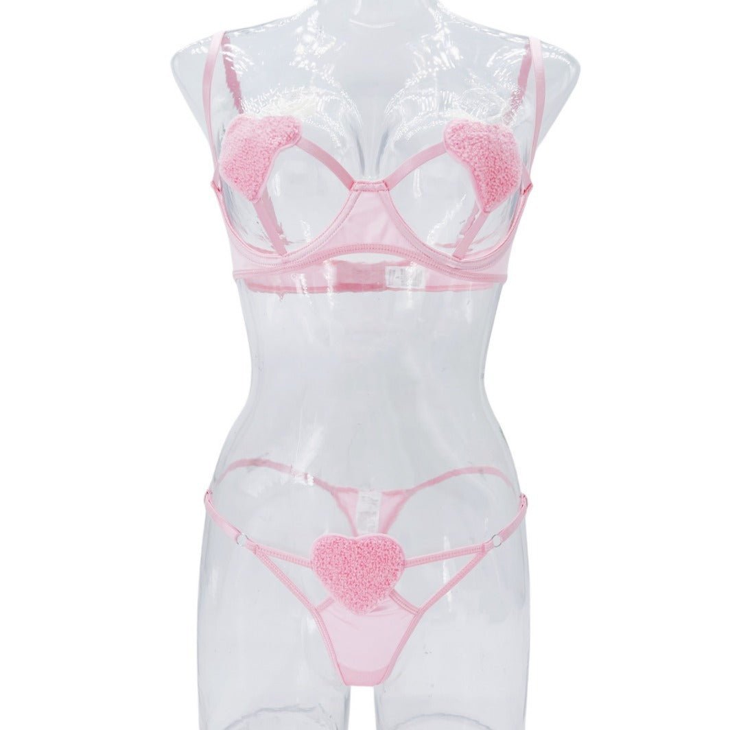 Softcore Fantasy Heart Satin Lingerie Set - Sinderella