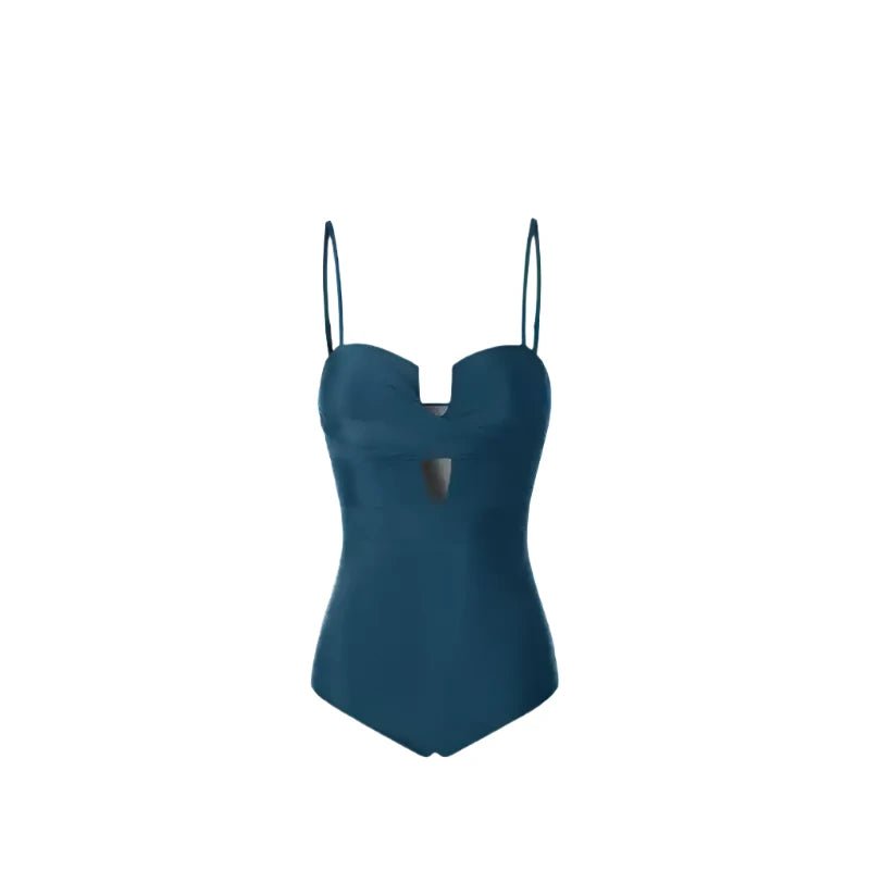 Solid Color Monokini With Spaghetti Strap By Sinderella - Sinderella