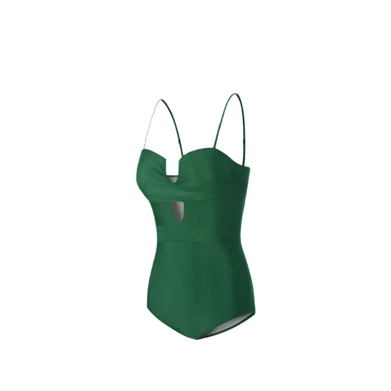 Solid Color Monokini With Spaghetti Strap By Sinderella - Sinderella