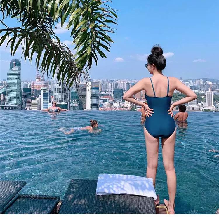 Solid Color Monokini With Spaghetti Strap By Sinderella - Sinderella