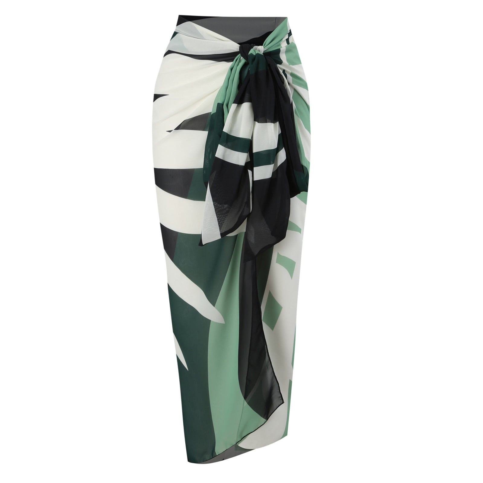 Three Piece High Waist Bikini Swim Set With Sarong By Sinderella - Sinderella