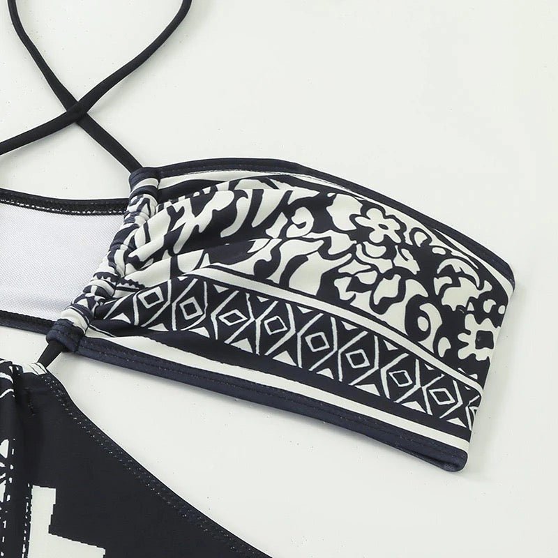 Two Piece Dual Color Swimwear With Coverup Dress By Sinderella - Sinderella