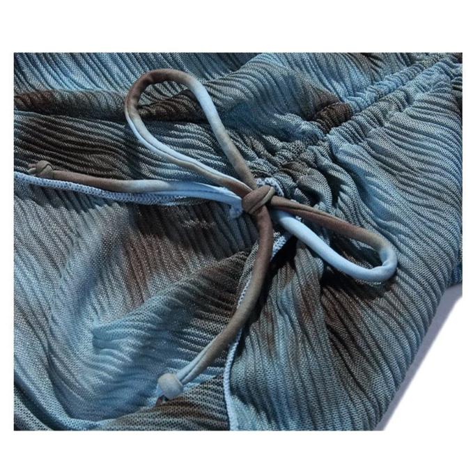 Two Piece Halter Neck Swimwear With Ruched Coverup Skirt By Sinderella - Sinderella