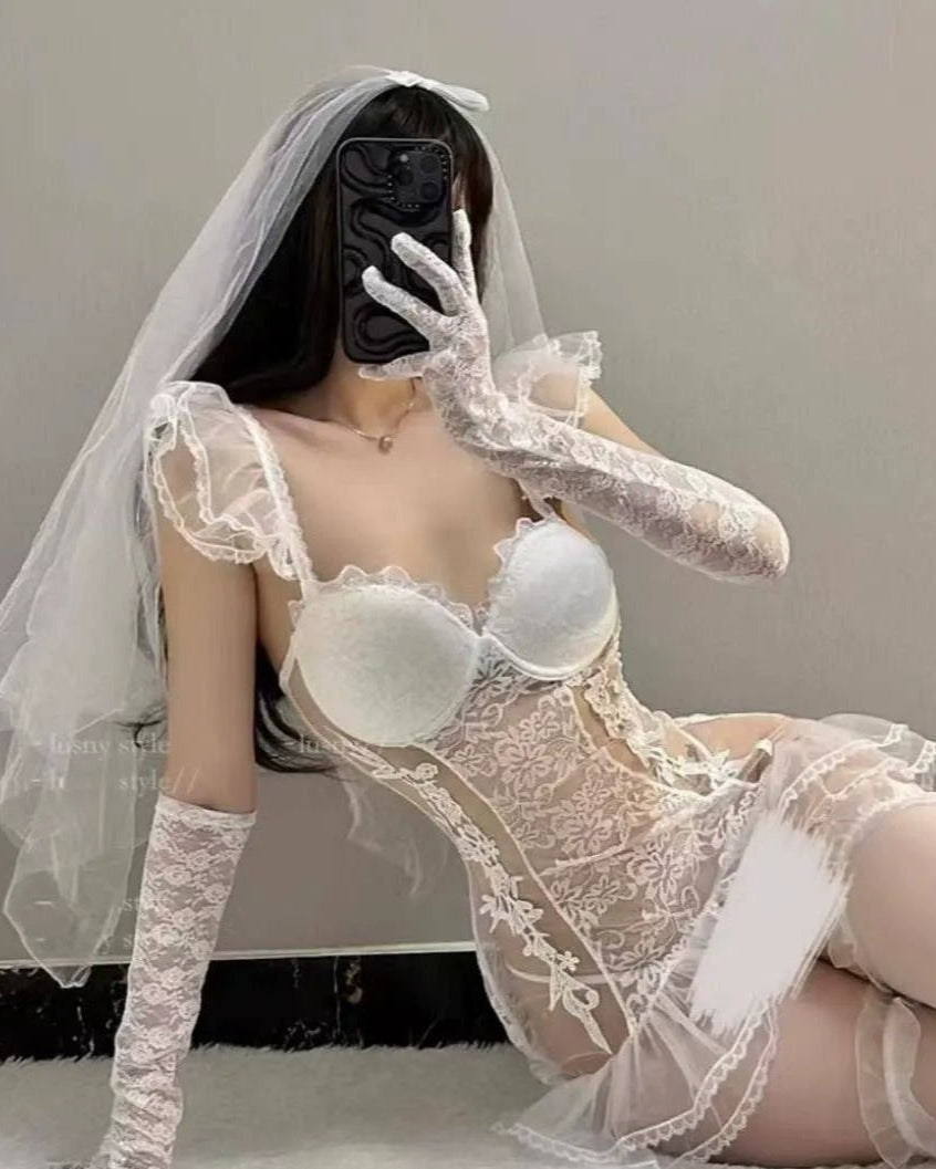 Vow Me Now Lace Corset Lingerie Set - Sinderella