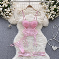 Audrey Padded Mesh Lace Intimate Babydoll Pink Intimate Lingerie Set For Women- Sinderella