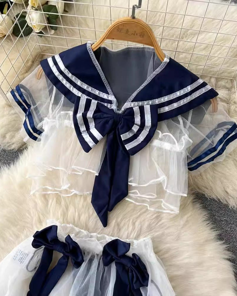 Aynaet Three Piece Lace Mesh Lingerie - Sinderella